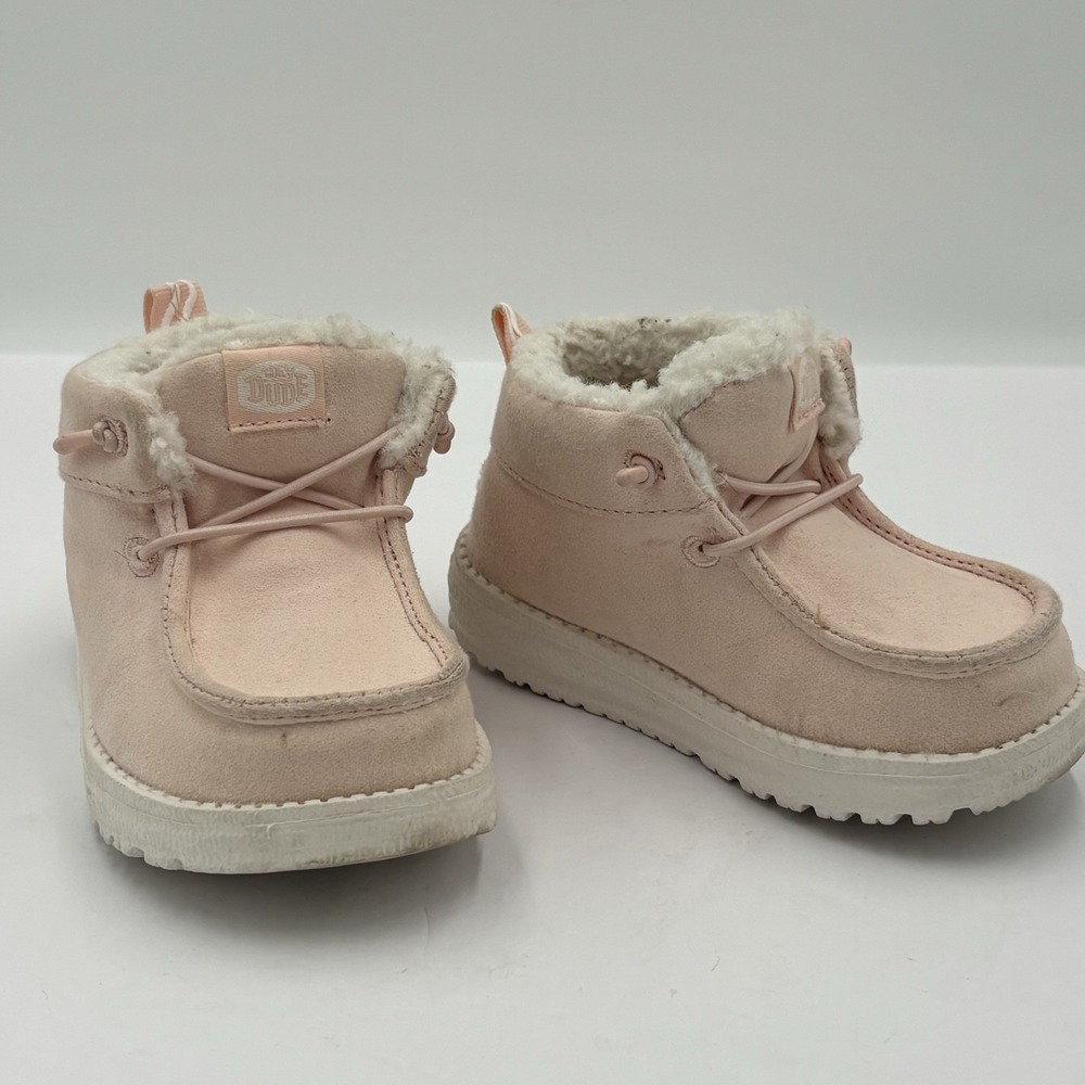 Hey Dude Lil Dude Cozy Pink Girls Slip-On Shoes Size US C4 Toddlers Sherpa Lined - Picture 2 of 12